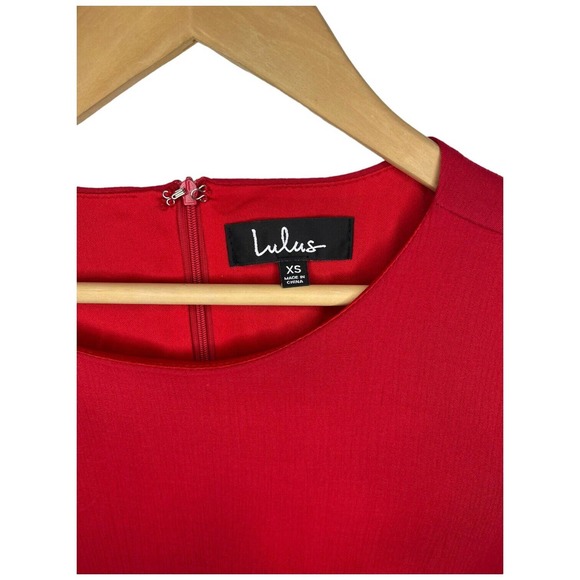Lulus Womens XS Perfect Time Shift Dress Short Sleeve Gauzy Embroidered Red - Picture 5 of 16